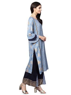 printed kurta palazzo set - 16428068 - Standard Image - 2