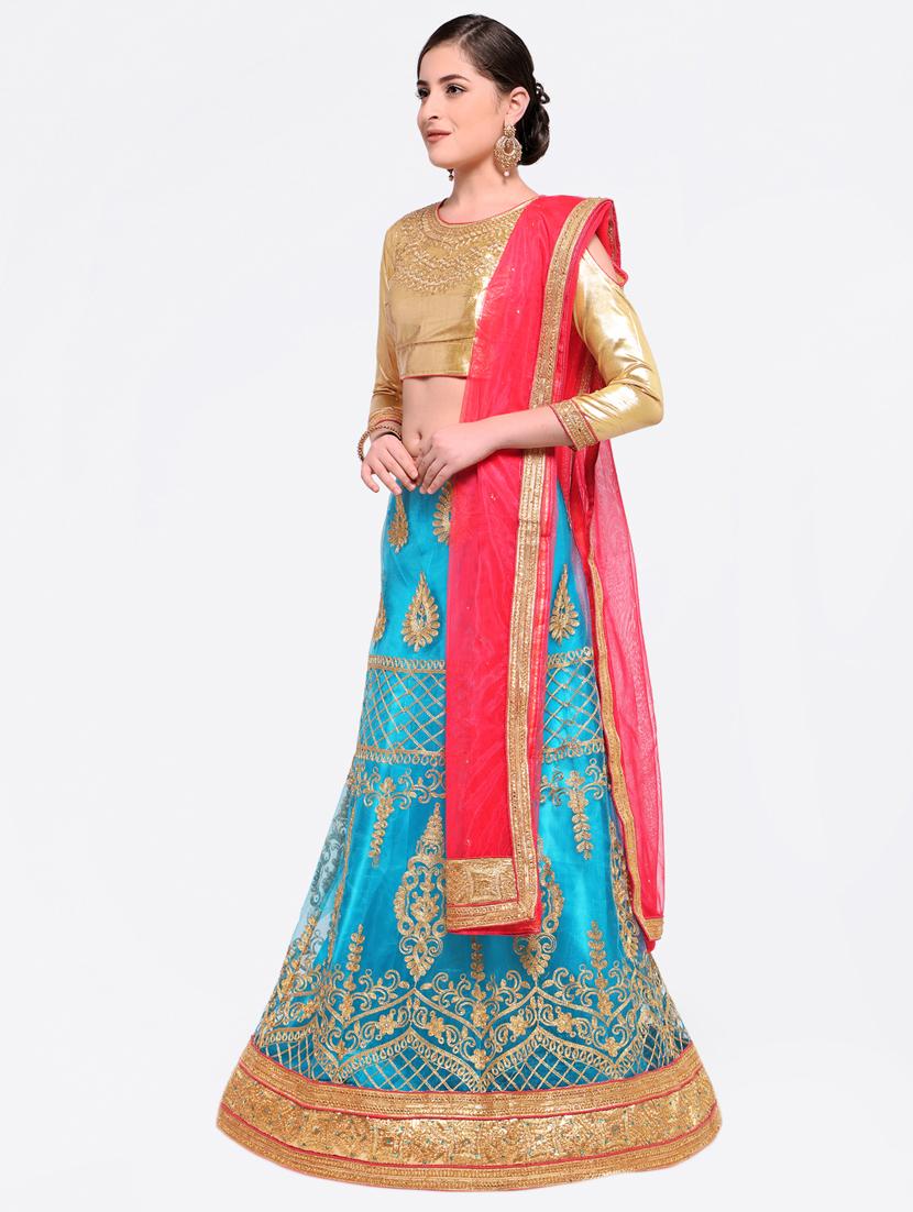 embroidered contrast lehenga - 16428594 - Zoom Image - 2