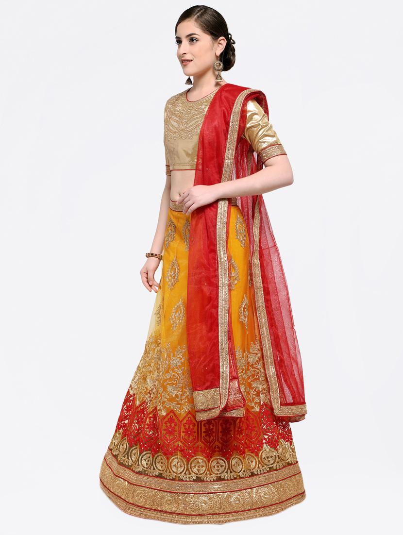 Embroidered contrast lehenga - 16428596 - Zoom Image - 2