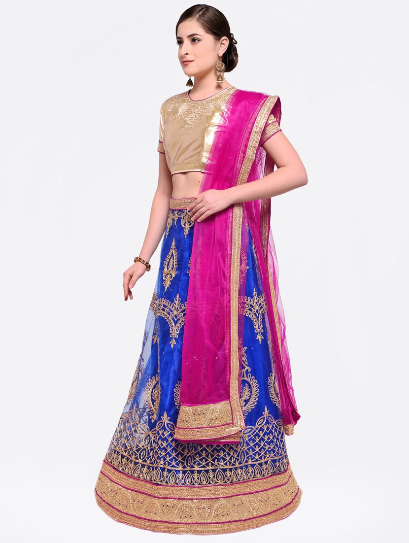 embroidered contrast lehenga - 16428597 - Zoom Image - 2