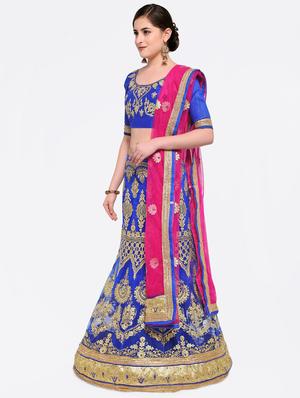 Embroidered contrast lehenga - 16428605 - Standard Image - 2