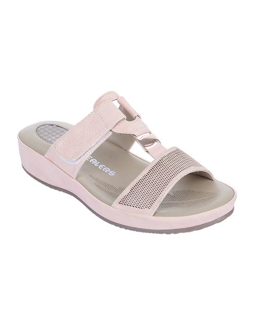 pink leatherette slip on sandals - 16429078 - Standard Image - 1
