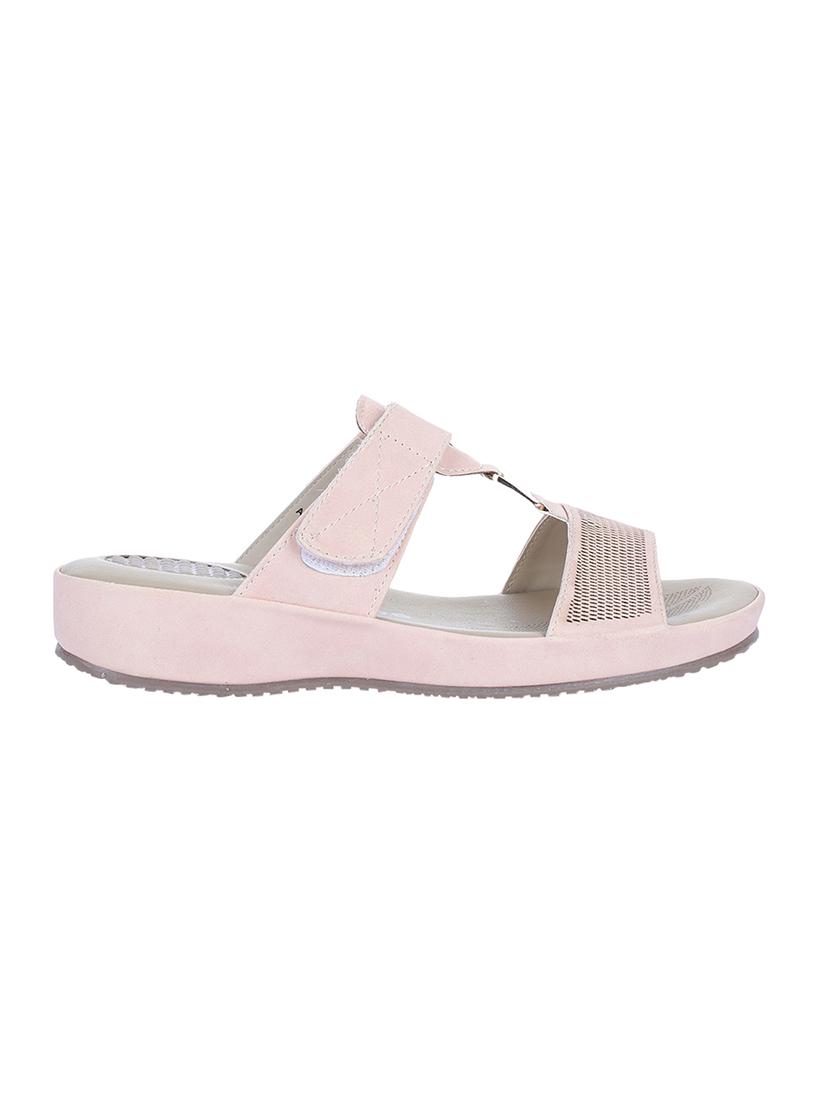 pink leatherette slip on sandals - 16429078 - Zoom Image - 2