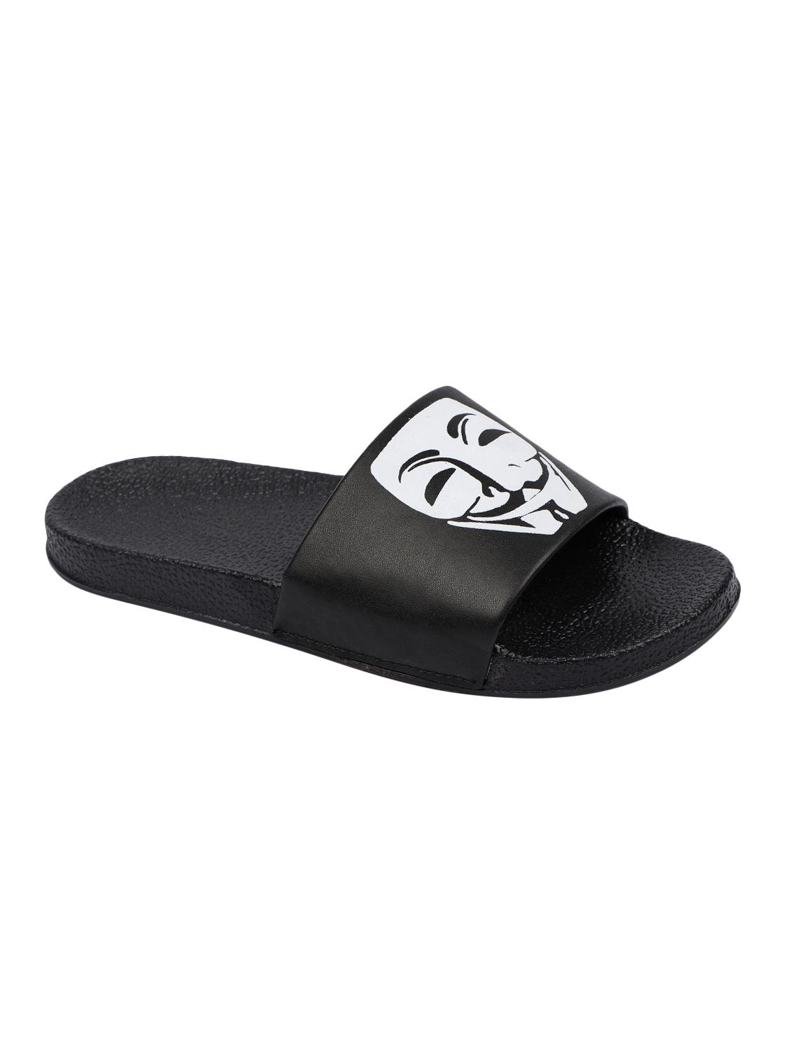 Shoemate black leatherette slip on flip flops - 16430427 - Zoom Image - 2