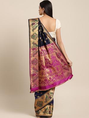 self-design banarasi saree with blouse - 16430673 - Standard Image - 2