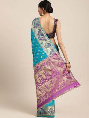 self-design banarasi saree with blouse - 16430674 - Standard Image - 2