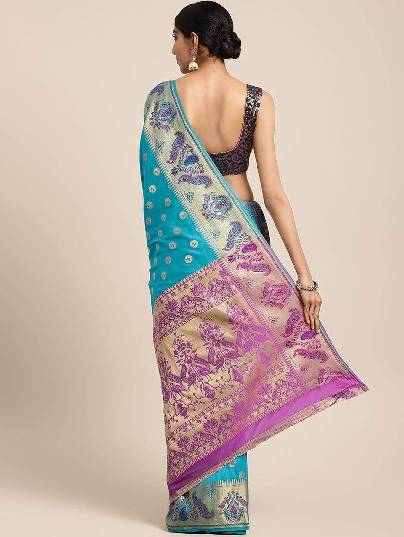 self-design banarasi saree with blouse - 16430674 - Zoom Image - 2