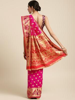 self-design banarasi saree with blouse - 16430675 - Standard Image - 2