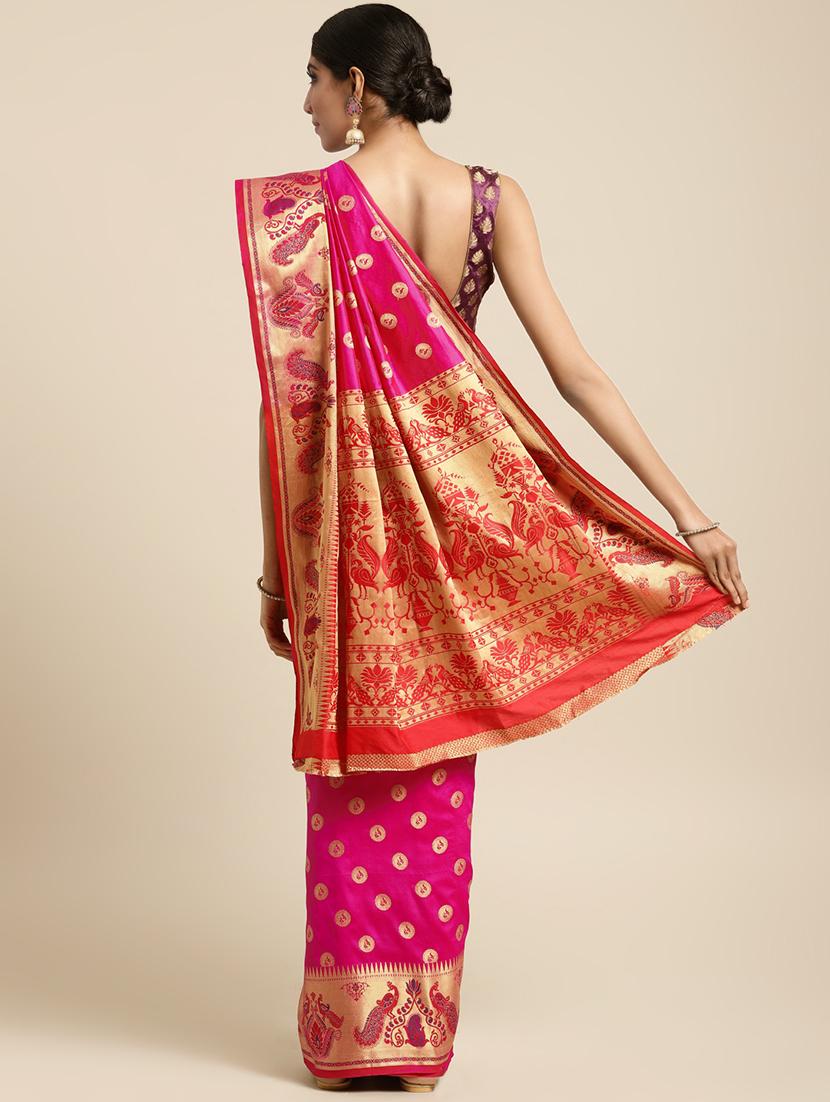 self-design banarasi saree with blouse - 16430675 - Zoom Image - 2