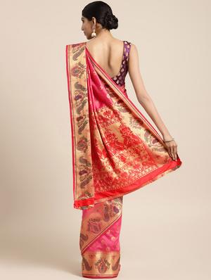 self-design banarasi saree with blouse - 16430676 - Standard Image - 2