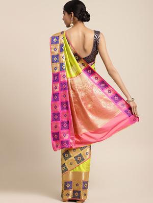 self-design banarasi saree with blouse - 16430682 - Standard Image - 2