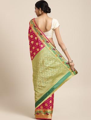 self-design banarasi saree with blouse - 16430697 - Standard Image - 2