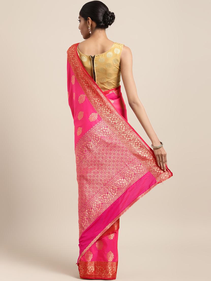 self-design banarasi saree with blouse - 16430700 - Zoom Image - 2