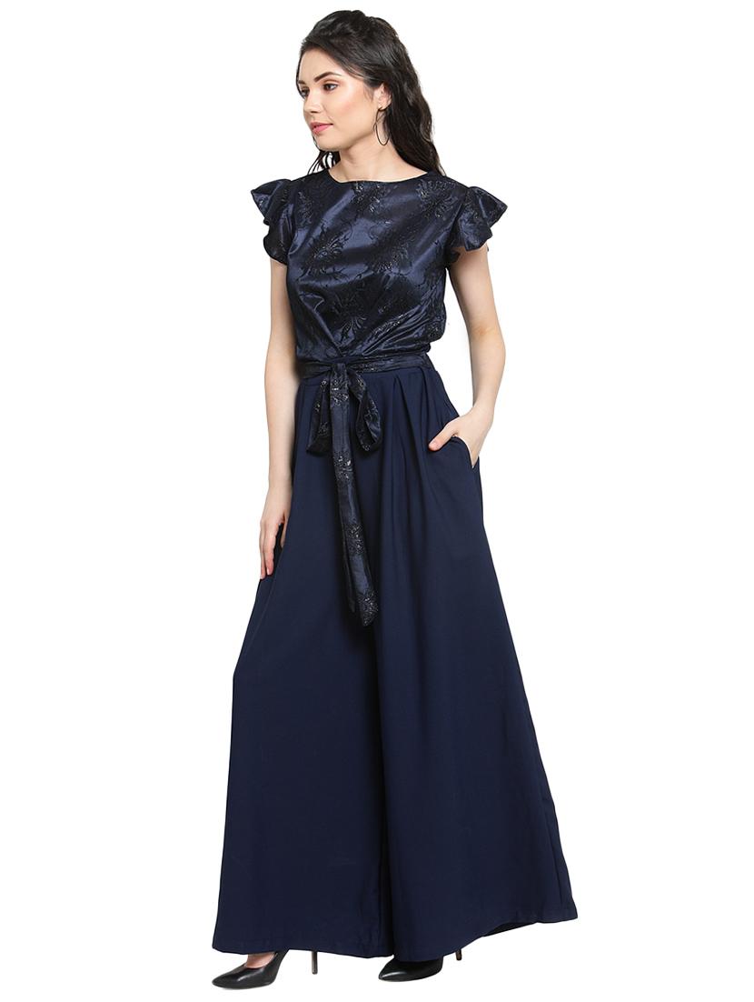 tie knot full leg jumpsuit - 16430956 - Zoom Image - 2