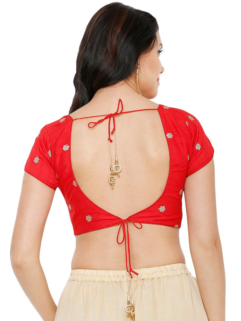 red cotton blend embroidered blouse - 16431006 - Zoom Image - 2