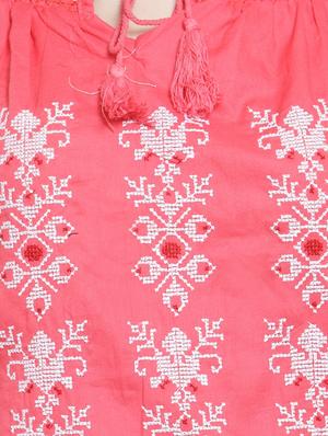 tie knot smocked embroidered top - 16431726 - Standard Image - 5