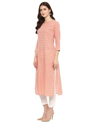 block printed straight kurta - 16431736 - Standard Image - 2