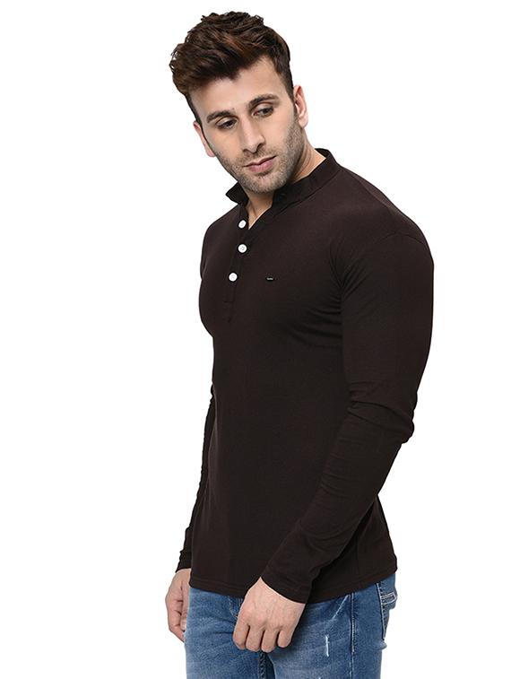 brown solid t-shirt - 16431936 - Zoom Image - 2