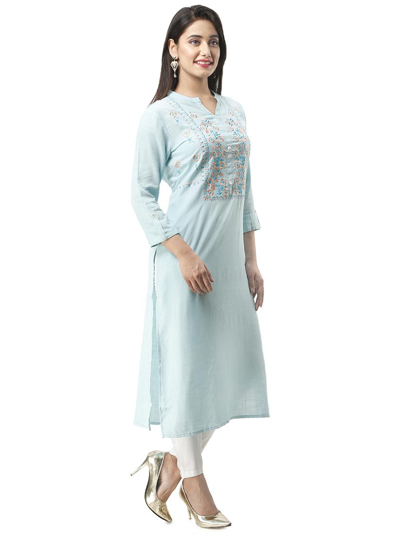 embroidered straight kurta - 16432336 - Zoom Image - 2