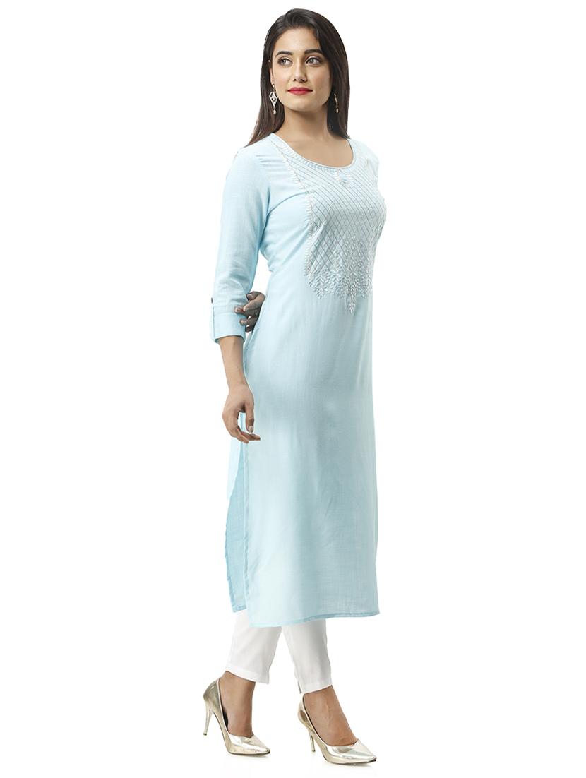 embroidered straight kurta - 16432346 - Zoom Image - 2