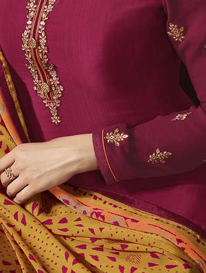 embroidered semi-stitched suit - 16433491 - Standard Image - 2