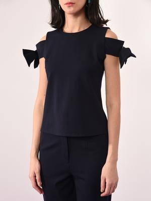 cold shoulder bow patch top - 16433514 - Standard Image - 5