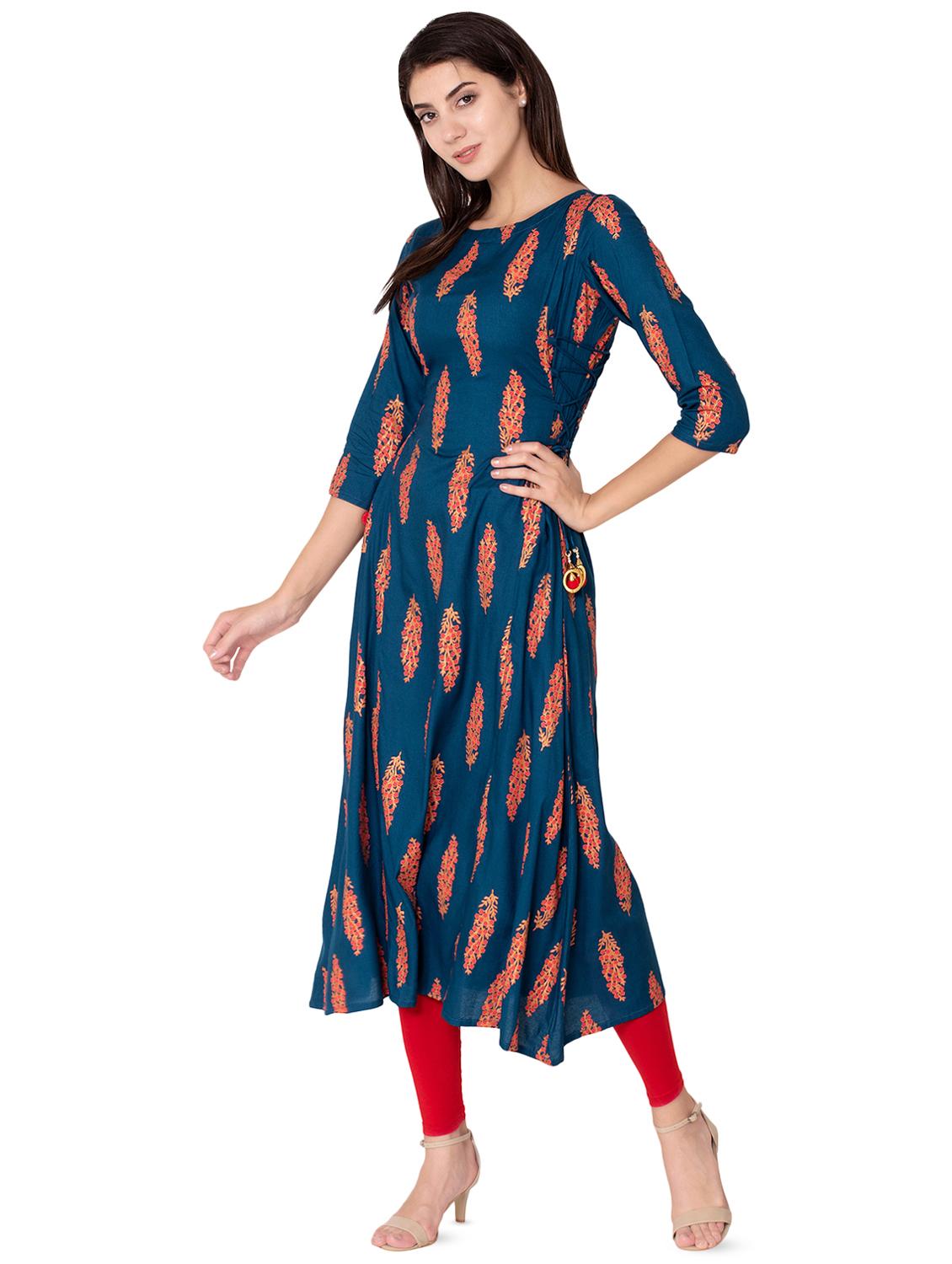 floral printed a-line kurta - 16433552 - Zoom Image - 2