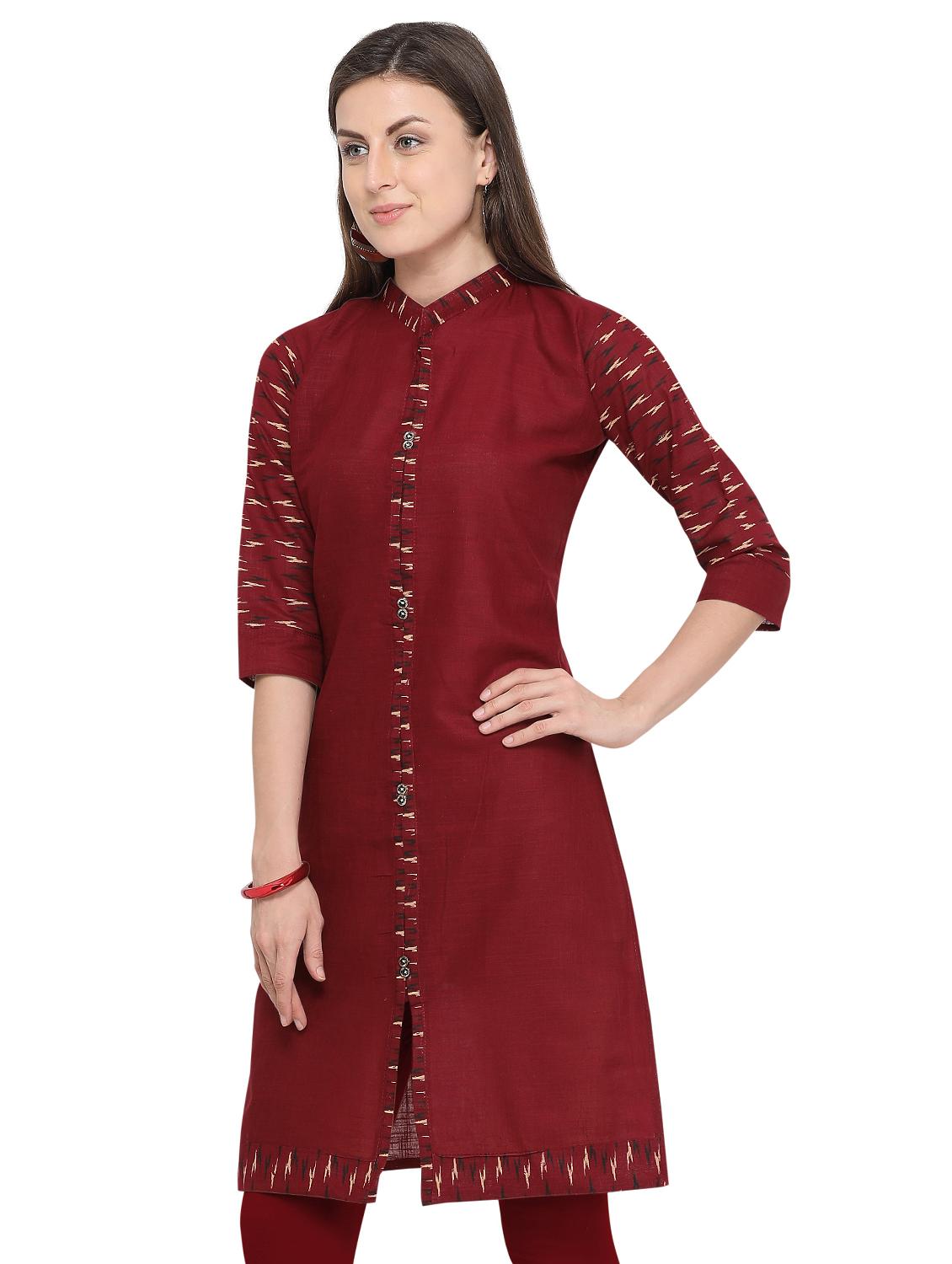 Solid straight kurta - 16434278 - Zoom Image - 2