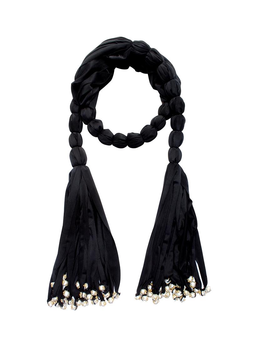 black cotton blend long necklace - 16434519 - Zoom Image - 2