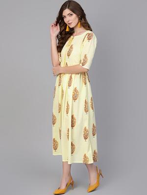 floral a-line ethnic dress - 16434807 - Standard Image - 2