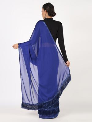 ruffle solid saree with blouse - 16435247 - Standard Image - 2