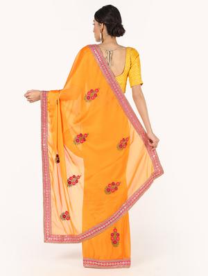 bordered embroidered saree with blouse - 16435256 - Standard Image - 2