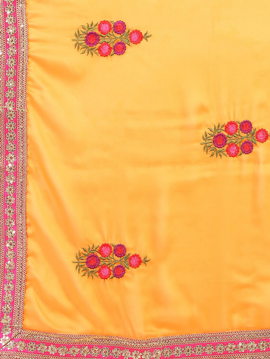 bordered embroidered saree with blouse - 16435256 - Zoom Image - 5