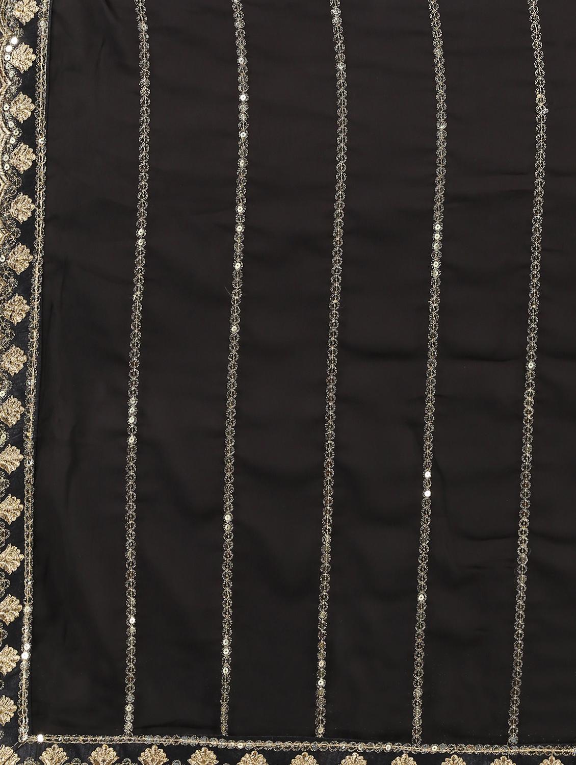 striped embroidered saree with blouse - 16435272 - Zoom Image - 5