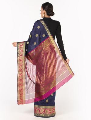 floral handloom saree with blouse - 16435285 - Standard Image - 2