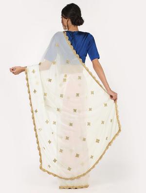 bordered embroidered saree with blouse - 16435302 - Standard Image - 2
