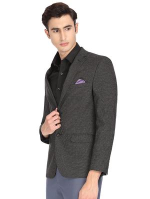 black self design single breasted casual blazer - 16436618 - Standard Image - 2