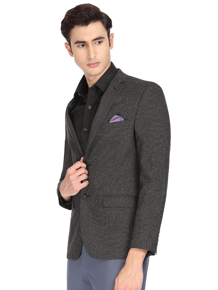 black self design single breasted casual blazer - 16436618 - Zoom Image - 2
