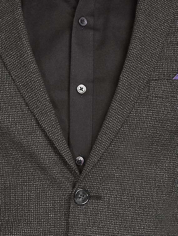 black self design single breasted casual blazer - 16436618 - Zoom Image - 5