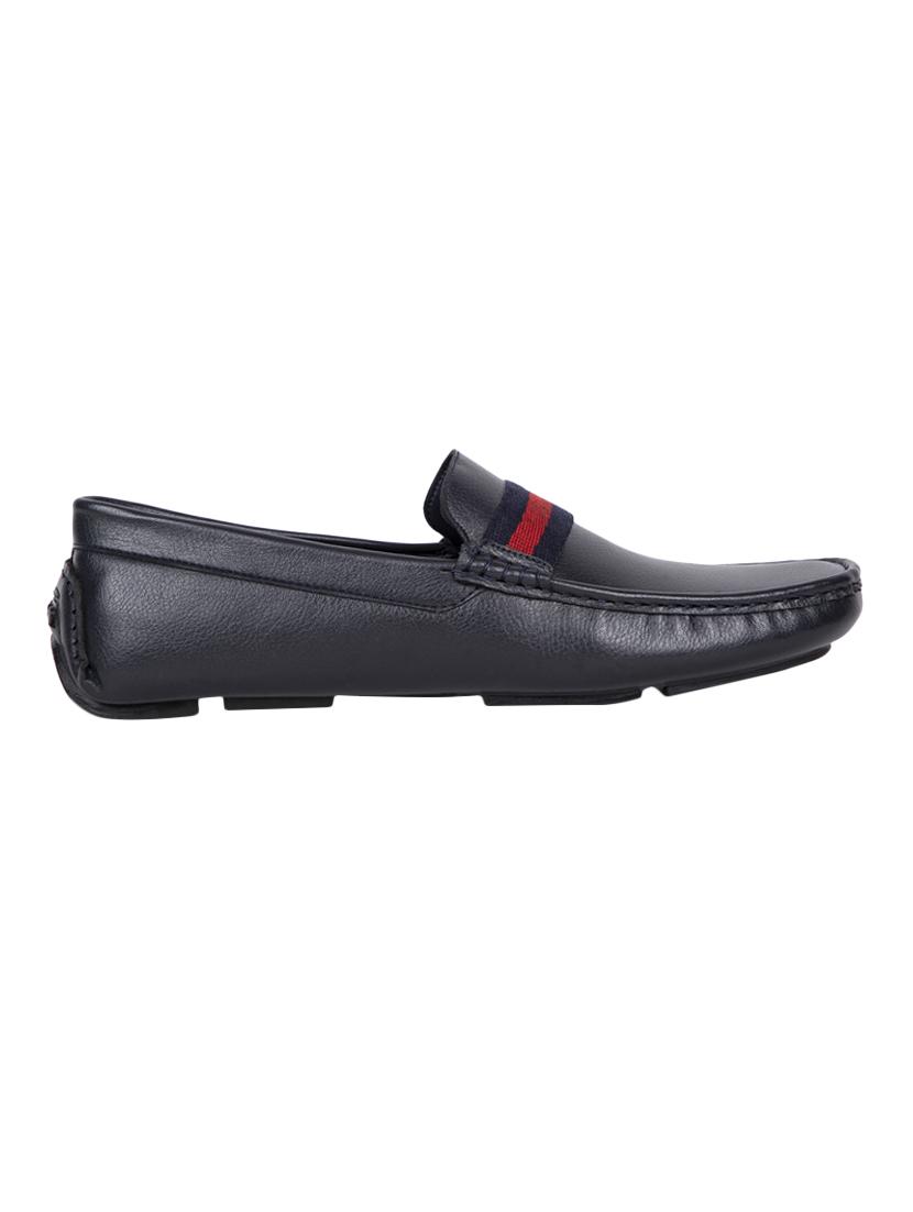 navy blue leatherette slip on loafers - 16436779 - Zoom Image - 2