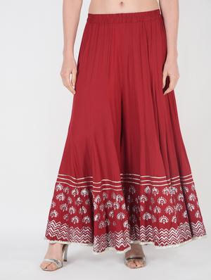 block printed flared palazzo - 16438493 - Standard Image - 2