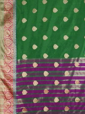 ethnic zari motif woven saree with blouse - 16439094 - Standard Image - 5
