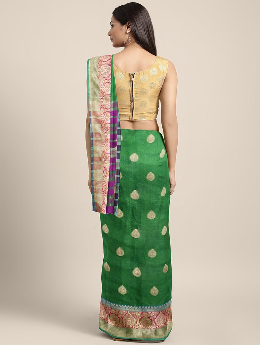 ethnic zari motif woven saree with blouse - 16439094 - Zoom Image - 2