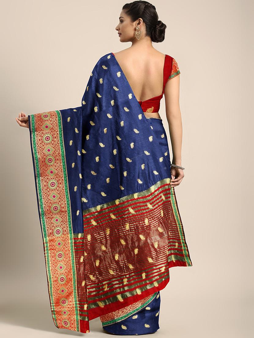 paisley zari motif woven saree with blouse - 16439098 - Zoom Image - 2
