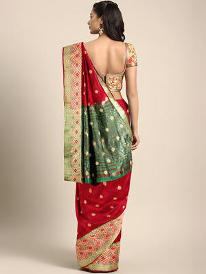 ethnic zari motif woven saree with blouse - 16439108 - Standard Image - 2