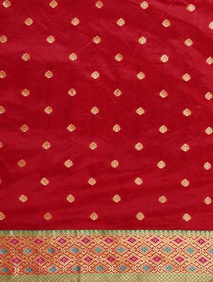 ethnic zari motif woven saree with blouse - 16439108 - Standard Image - 5
