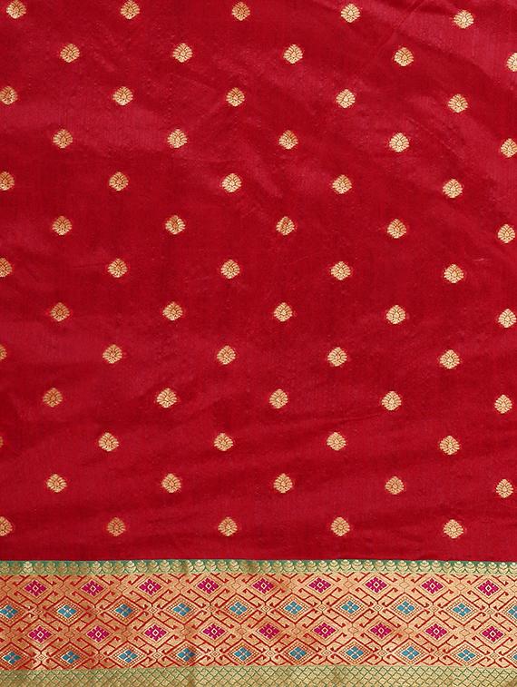 ethnic zari motif woven saree with blouse - 16439108 - Zoom Image - 5