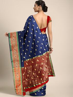 paisley zari motif woven saree with blouse - 16439113 - Standard Image - 2