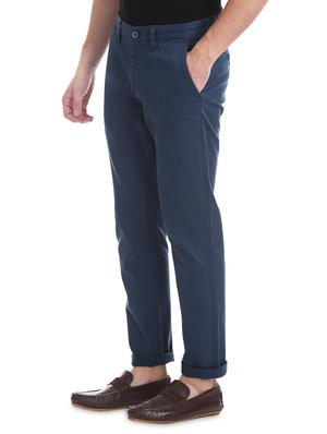 blue solid chinos - 16440096 - Standard Image - 2