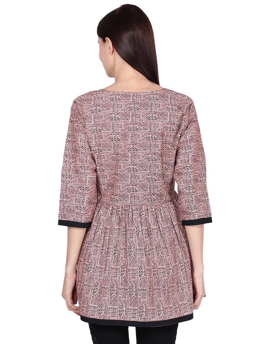 block printed a-line kurti - 16440167 - Zoom Image - 2
